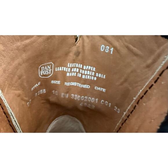 NEW Dan Posts Duece Cowboy Boots Size 10 Blqck/Brown/Blue/White Leather Sq Toe - Picture 8 of 8